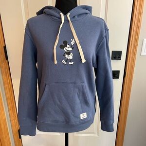New women’s Life Is Good Disney Mickey Mouse blue pull over hoodie. Size small